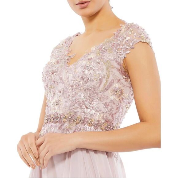 Mac Duggal Embellished Cap-Sleeve Tulle Gown size 6 - Picture 3 of 12